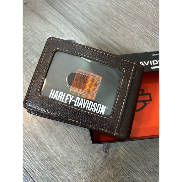 Men's Harley Davidson Black Genuine Leather Wallet Brand New In Gift Box Biker - Picture 6 of 6